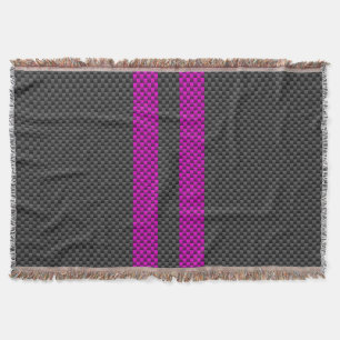 Hot Fuchsia Pink Racing Stripes Carbon Fibre Style Decke