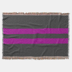 Hot Fuchsia Pink Racing Stripes Carbon Fibre Style Decke