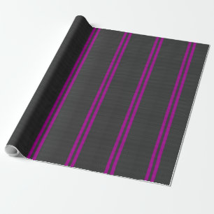 Hot Fuchsia Pink Racing Stripes Carbon Fibre Style Geschenkpapier
