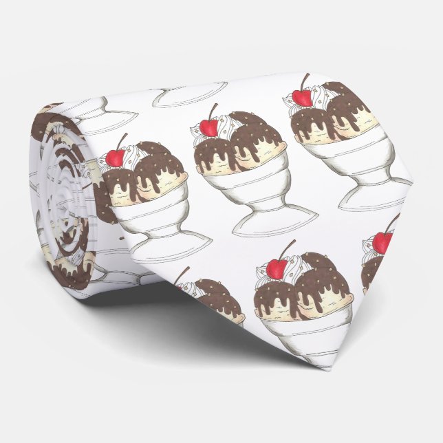Hot Fudge Ice Cream Shoppe Sundae Feinschmecker Kr Krawatte (Gerollt)