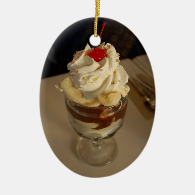 Hot Fudge Ice Cream Sundae Keramik Ornament (Vorne)