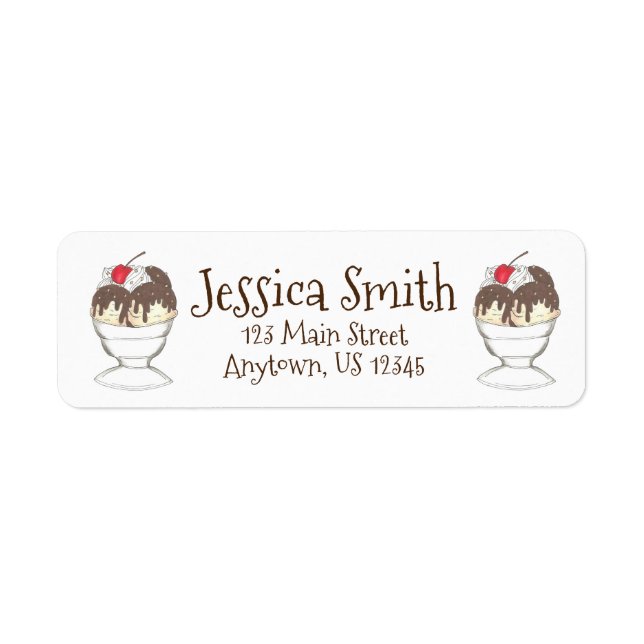 Hot Fudge Sundae Ice Cream Address Labels (Vorne)