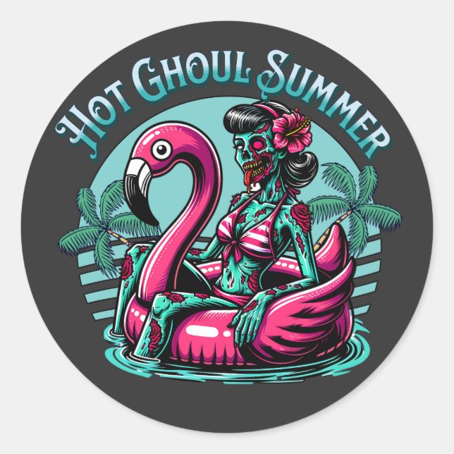 Hot-Ghoul-Sommer Runder Aufkleber (Vorderseite)