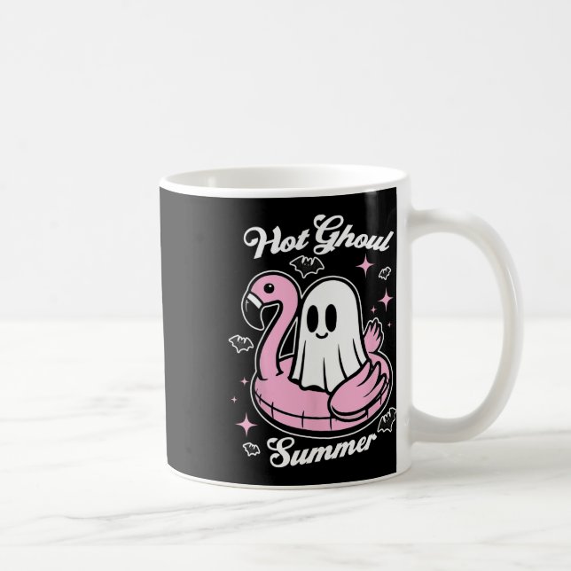 Hot Ghoul Summer Flamingo Ghost Summerween Kaffeetasse (Rechts)