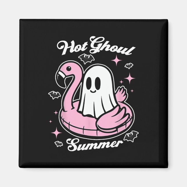Hot Ghoul Summer Flamingo Ghost Summerween Magnet (Vorne)