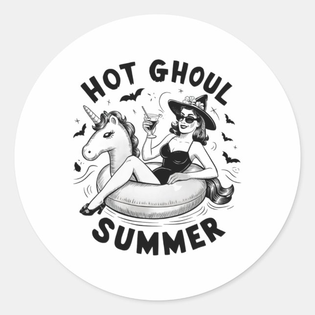 Hot Ghoul Summer Funny Halloween Outdoor Kostüme Runder Aufkleber (Vorderseite)
