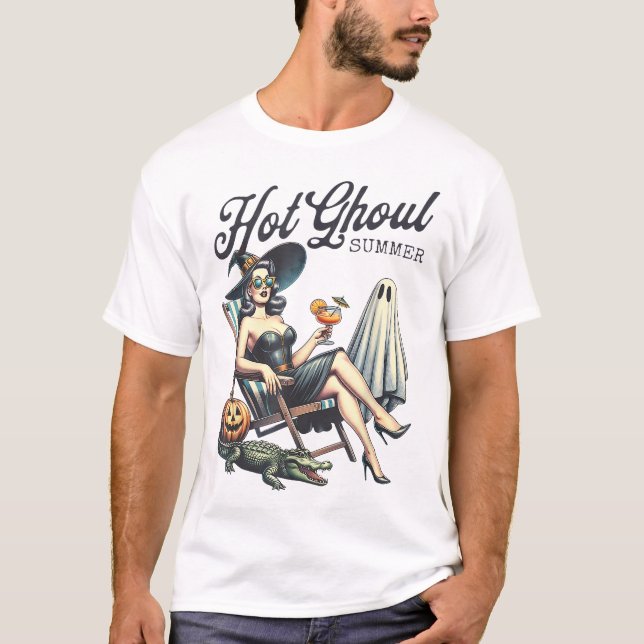 Hot Ghoul Summer Spooky Boo Beach Halloween Sommer T-Shirt (Vorderseite)