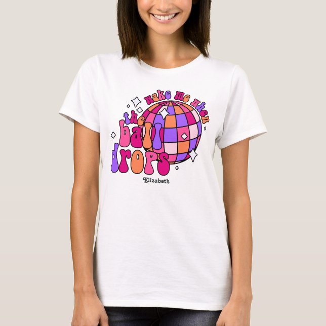 Hot Girl Holiday Retro Happy New Year Party T-Shirt (Vorderseite)