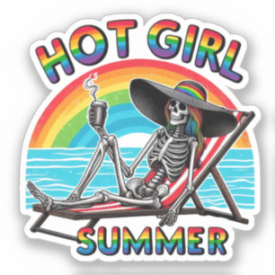 Hot Girl Summer Skeleton Retro Beach Design Aufkleber