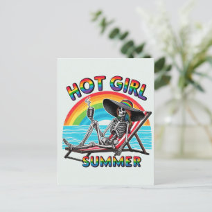Hot Girl Summer Skeleton Retro Beach Design Postkarte