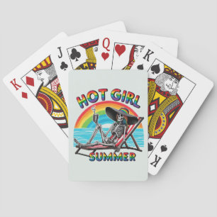 Hot Girl Summer Skeleton Retro Beach Design Spielkarten