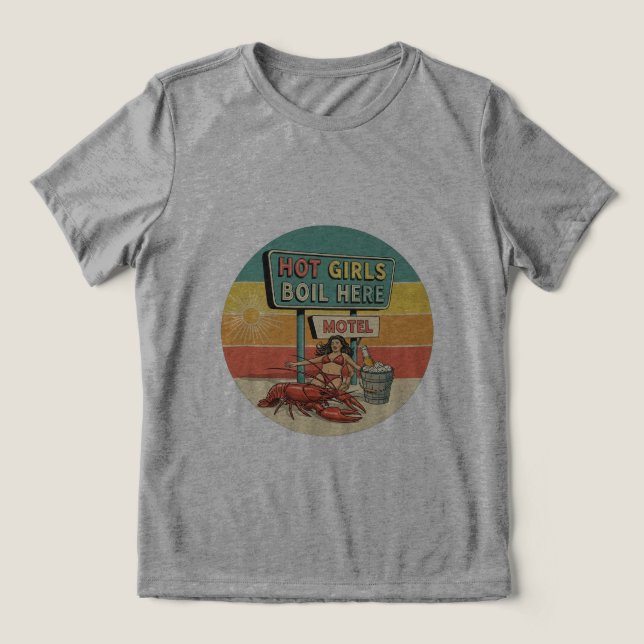 Hot Girls Boil Hier Retro T-Shirt! 😉 🌶️ Tri-Blend Shirt (Design Vorderseite)