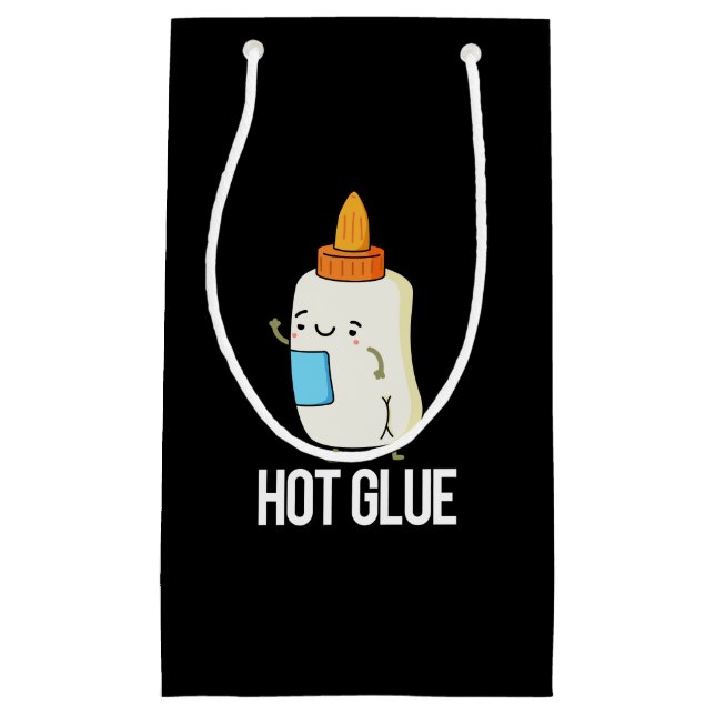 Hot Glue Funny Pun Dark BG Kleine Geschenktüte (Vorderseite)