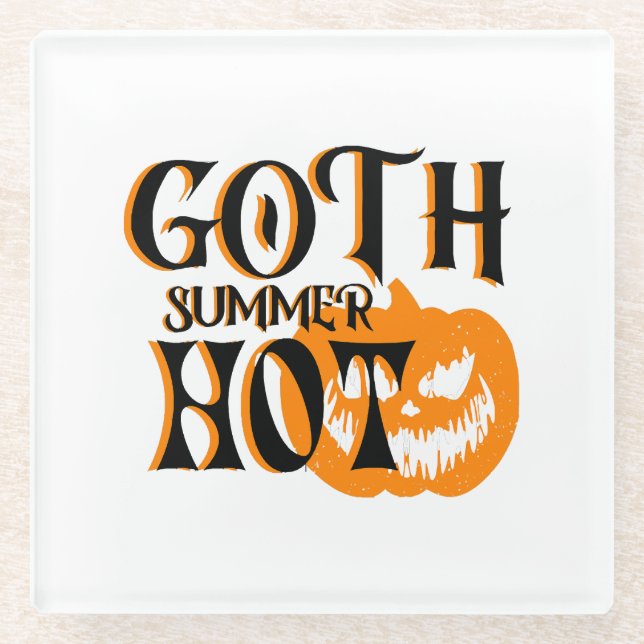 Hot Goth Summer-Horror Lächeln Pumpkin Glasuntersetzer (Vorderseite)
