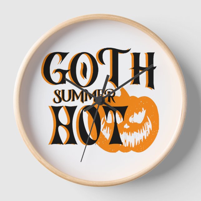 Hot Goth Summer-Horror Lächeln Pumpkin Uhr (Vorderseite)