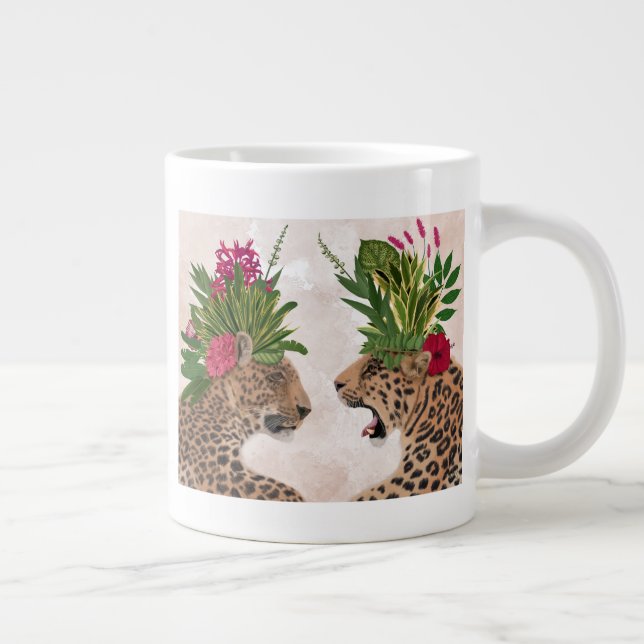 Hot House Leopards | Ein Paar Jumbo-Tasse (Rechts)