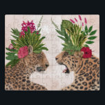 Hot House Leopards | Ein Paar Puzzle<br><div class="desc">Dieser Druck zeichnet sich durch ein Paar von Geparden aus,  die in einem Blumengarb geschmückt sind | Von Fab Funky</div>
