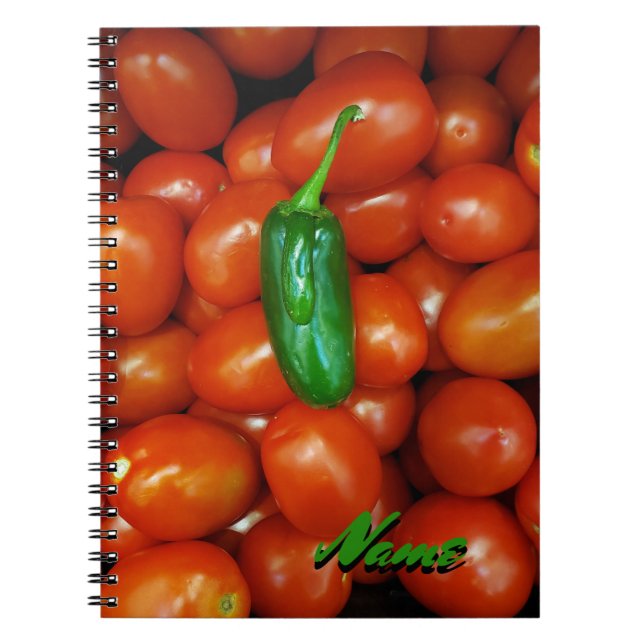 Hot Jalapeno Cool Tomaten Notizblock (Vorderseite)