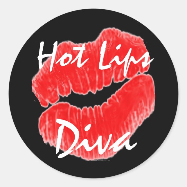 "Hot Lips Diva" in schwarzer Aufkleber - individue (Vorderseite)
