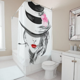 Hot Lips Dusche Vorhang Mysteriöse Girl - Malerei