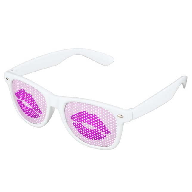 Hot Lips Pink Kiss Lipstick Druck Sonnenbrille (Schrägansicht)