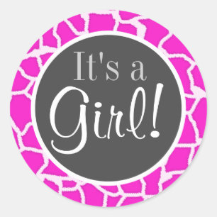 Hot Magenta Giraffe Animal Print Runder Aufkleber