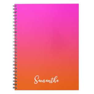 Hot Magenta Pink und Bright Orange Ombre Name Notizblock