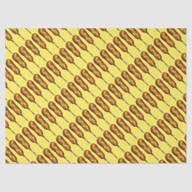 Hot Mais Dog Corndog Yellow Mustard Junk Food Seidenpapier (Vorderseite)