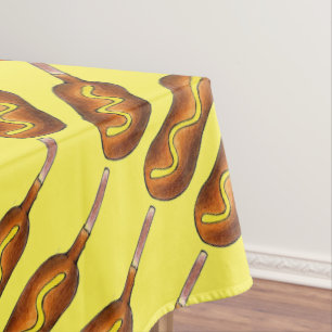 Hot Mais Dog Corndog Yellow Mustard Junk Food Tischdecke
