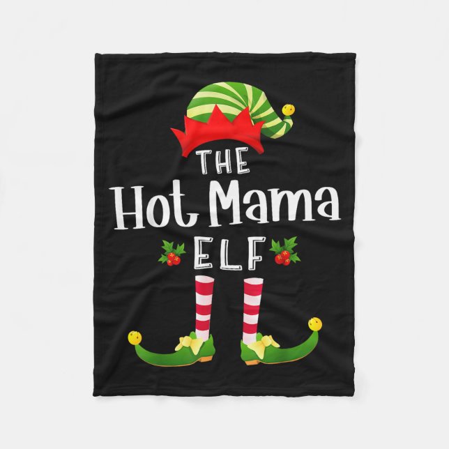 Hot Mama Christmas Elf Matching Pajama X-mas Party Fleecedecke (Vorderseite)