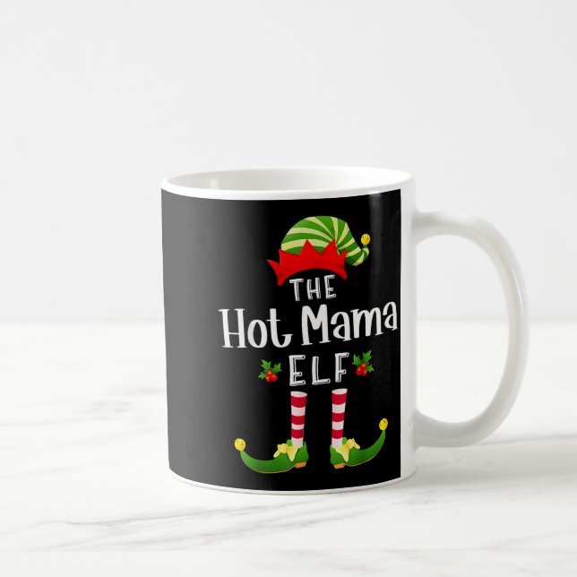 Hot Mama Christmas Elf Matching Pajama X-mas Party Kaffeetasse (Rechts)