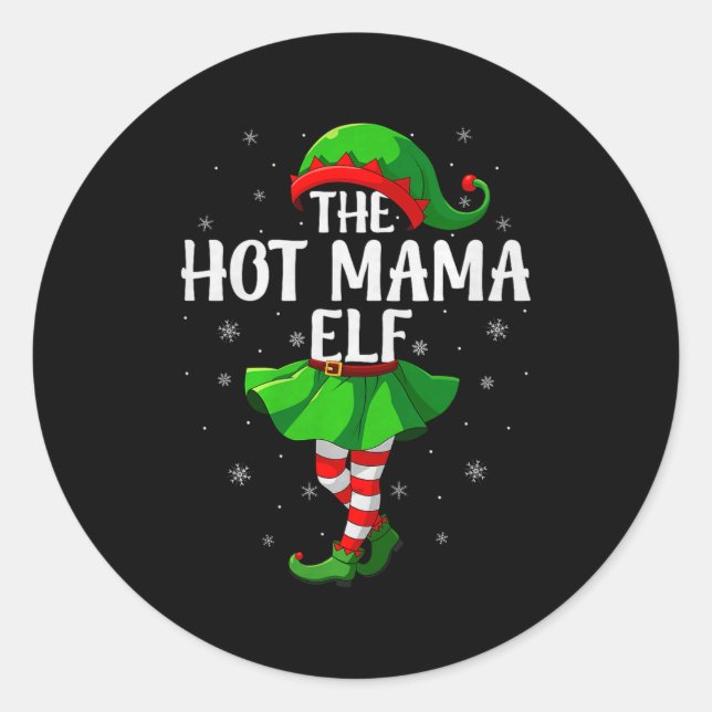 Hot Mama Elf Christmas Girls Women Elf Squad Xmas  Runder Aufkleber (Vorderseite)