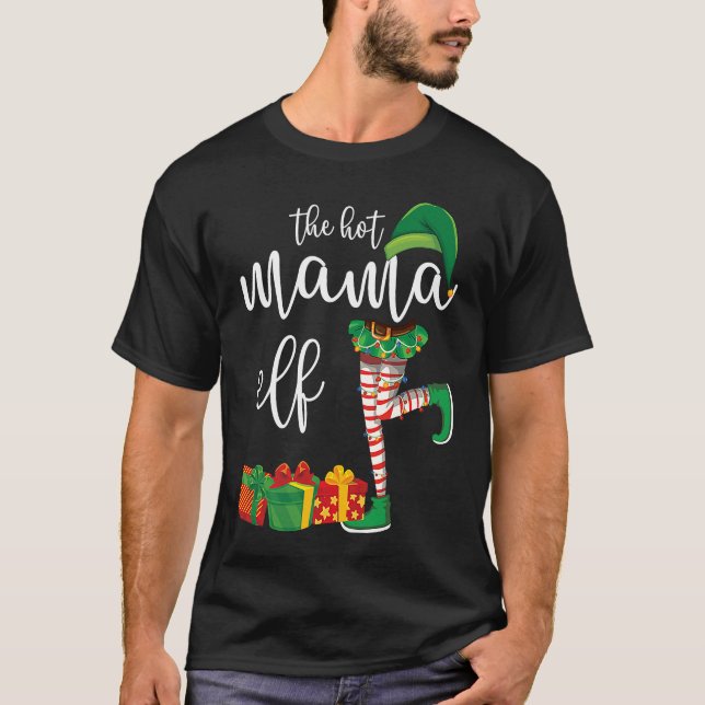 Hot Mama Elf Matching Family Group Christmas Party T-Shirt (Vorderseite)