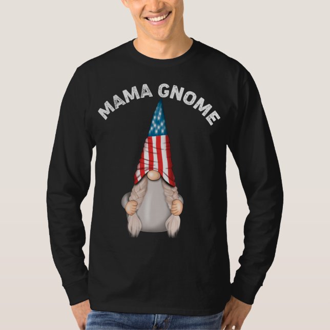 Hot Mama Gnome Family Funny American Flag T-Shirt (Vorderseite)