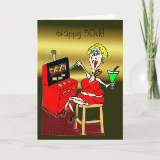 HOT MAMA SLOT MACHINE LUCKY 7'S 50th BIRTHDAY CARD Karte
