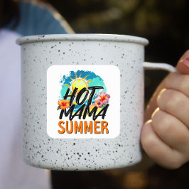 Hot Mama Summer Quadratischer Aufkleber