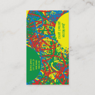 Hot Mess Abstrakt Artist Red Blue Green Yellow Art Visitenkarte