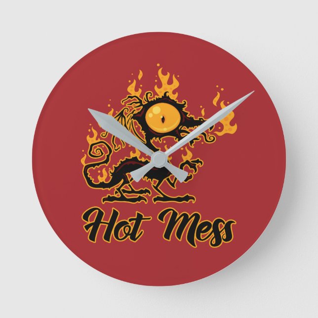 Hot Mess Crispy Dragon Runde Wanduhr (Vorderseite)