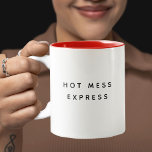 HOT MESS EXPRESS Niedliches Trendangebot Zweifarbige Tasse<br><div class="desc">Trendy,  niedliche,  lustige Kaffee-Tasse Sprichwort "Hot Mess Express" in moderner Typografie auf der zweifarbigen Kaffee-Tasse. Das rote Interieur mit diesem Zitat,  aber in vielen weiteren Farben erhältlich</div>