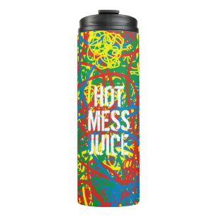 Hot Mess Juice Scribbles Yellow Blue Green Red Art Thermosbecher