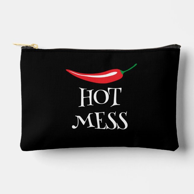 Hot Mess lustig würziger Chili Pfeffer Zubehörtasche (Vorderseite)
