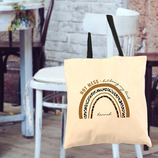 Hot Mess mit meinem besten Tierdruckknopf Tragetasche (Von Creator hochgeladen)