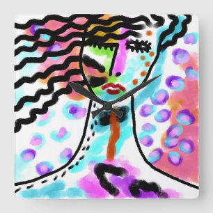 Hot Mess Original Abstrakte Kunst Quadratische Wanduhr