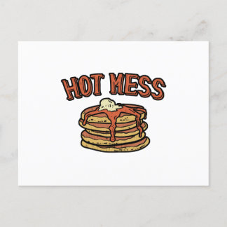 Hot Mess Pancake Frühstück Ankündigungspostkarte