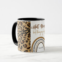 Hot Mess Zitat Leopard Print Rainbow Personalisier Tasse