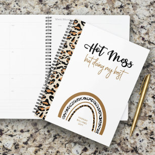 Hot Mess Zitat Tier Leopard Printwerbung Regenboge Planer