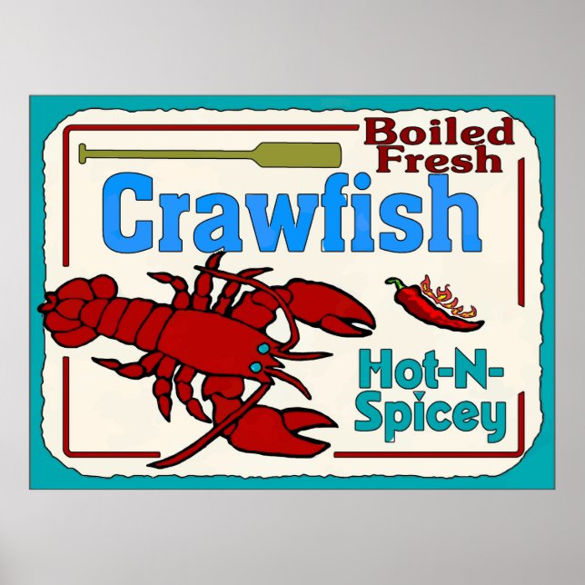 Hot N Spicy Boiled Crawfish Zeichen Poster (Vorne)
