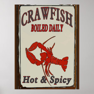 Hot N Spicy Boiled Crawfish Zeichen Poster