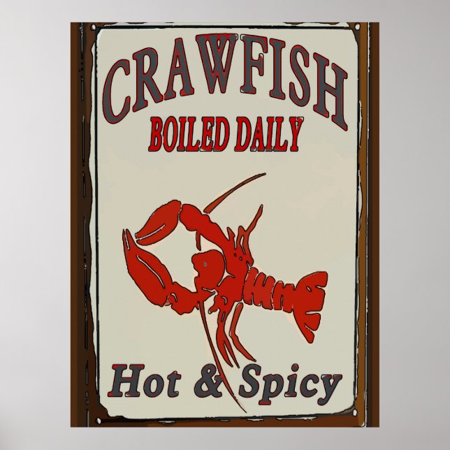 Hot N Spicy Boiled Crawfish Zeichen Poster (Vorne)