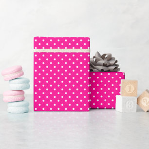 Hot Neon Pink and White Polka Dots Geschenkpapier